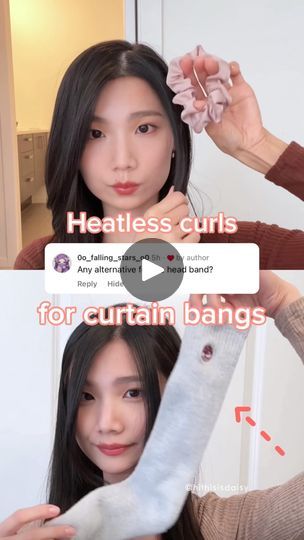 1.2M views · 125K reactions | Heatless curls for your curtain bangs♡ ̆̈ check out my previous videos for full tutorial.
.
.
Save and share if you find this type of reel helpful💞

#heatlesscurls #hair #hairstyles #explore | 韵琁 Daisy | beauty + hairstyles ❀˖° | ILLIT · Magnetic Illit Magnetic, Beauty Hairstyles, Heatless Curls, Curtain Bangs, Hair Hairstyles, Bangs, Daisy, Hairstyles, Curtains