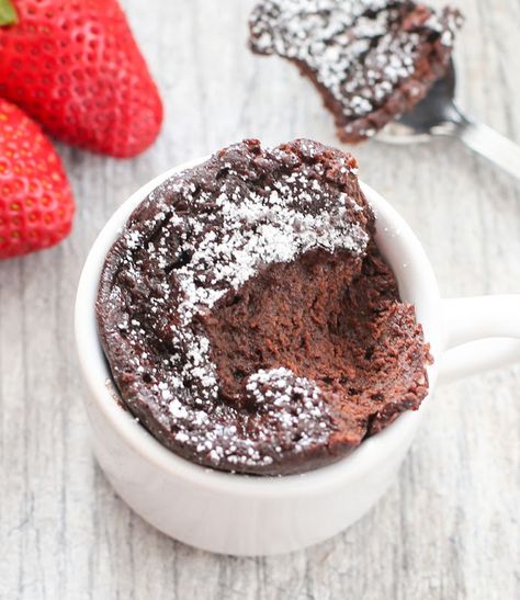 Whether you’re in the mood for a quick treat or you’re looking for something easy and special to make for Valentine’s Day, this flourless chocolate mug cake should do the trick. After taking a month hiatus from baking desserts, this weekend I went a little crazy. I baked dozens of cookies, fried beignets, and microwaved half … Flourless Mug Cake, Vegan Mug Cake, Coffe Mug Cake, Vegan Mug Cakes, Nutella Mug Cake, Microwave Cake, Chocolate Mug Cake, Mug Cake Microwave, Mug Cakes