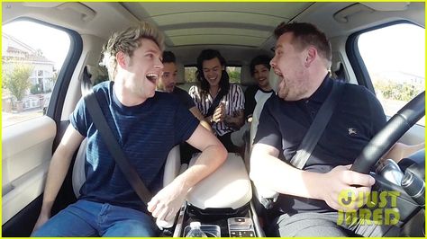 One Direction's 'Carpool Karaoke' Episode is AMAZING - Watch Now!: Photo #906689. Harry Styles, Liam Payne, Niall Horan, and Louis Tomlinson sit in the car with James Corden for an episode of James Corden Carpool, One Direction Fandom, Singing In The Car, Carpool Karaoke, James Corden, The Late Late Show, Karaoke Songs, Iggy Azalea, Jason Derulo