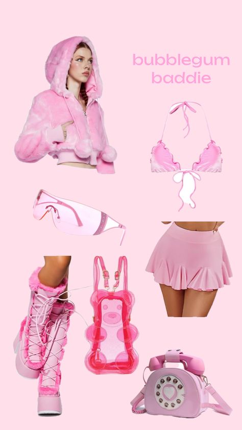 bubblegum pink rave outfit 🍭🎀🩷 #raveoutfit #raveinpso #pinkraveoutfit #pink #bubblegum Pink Rave Outfit, Pink Bubblegum, Rave Outfit, Rave Outfits, Bubblegum Pink, Pink