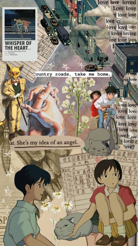 #whisperoftheheart #ghibliflims Aesthetic Wallpaper Studio Ghibli, Best Ghibli Movies, Studio Ghibli Crafts, Studio Ghibli Poster, Wallpaper Studio, Whisper Of The Heart, Book Cover Design Template, Studio Ghibli Fanart, Studio Ghibli Background