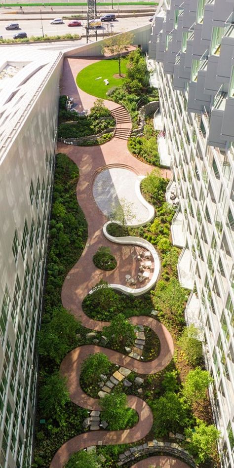 Green Landscape Architecture, Green Roof Design Architecture, Green Plaza Design, Green Roof Ideas, Sculpture Garden Architecture, Green Roof Architecture Rooftop Gardens, Green Urban Design, Jwe2 Park Ideas, Park Ideas Design