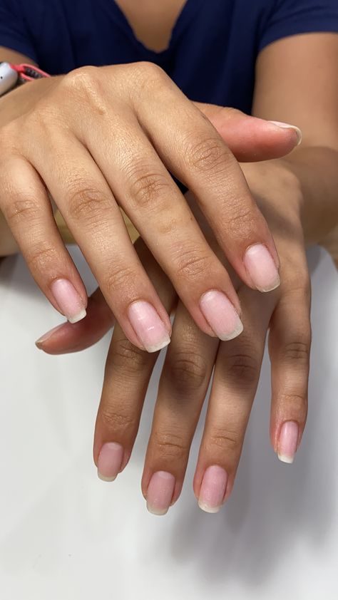 Nails Painted Natural, Short Natural Nails Shape, Natural Nails Unpolished, Natural Glossy Nails, Filed Nails Natural, Manicure Nails Natural, Russian Manicure Natural Nails, Short Bare Natural Nails, Natural Nail Clear