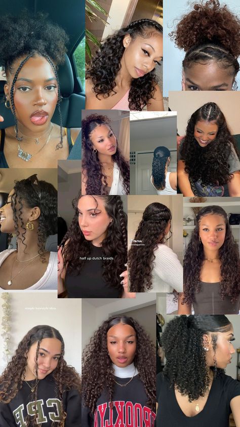 Not my photos! #curlyhair #hairstyles #curlyhairstyles Curly Hairstyles For Black Women With Braids, Curly Hairstyles For High School, Protective Hairstyles For Curly Hair Sleep, 4 A Curly Hair, Curlyhairstyles For School, Curly Hairstyles For Pool Day, Curly Hairstyles Christmas, Black Curly Updo Hairstyles, 4 B Hairstyles