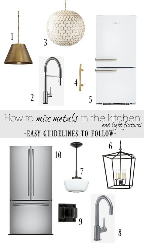 Wondering how to pair brass, satin nickel or even chrome in your kitchen? In this blog post, I'm sharing how to mix metals and light fixtures in the kitchen. #nestingwithgrace #kitchen #metals #faucets #ad Mixed Metals Kitchen, Countertop Concrete, White Kitchen Lighting, Rustic Kitchen Cabinets, Diy Kitchen Decor, How To Mix, Kitchen Hardware, Metal Kitchen, Kitchen Lighting Fixtures