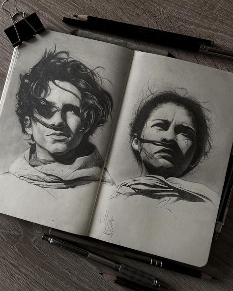 Dune Part 2, Oak Art, Jack Davis, Pencil Portrait Drawing, Pencil Portraits, Charcoal Art, Art Diary, Arte Inspo, Arte Sketchbook