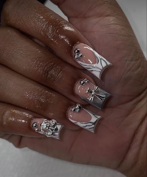 Short Acrylic Nails Diamond Designs, Acrylic Toe Nails, Hard Nails, Colored Acrylic Nails, Girly Acrylic Nails, French Tip Acrylic Nails, Cute Acrylic Nail Designs, Dope Nail Designs, Short Square Acrylic Nails