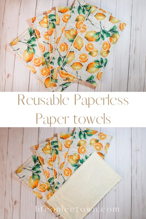 Diy Reusable Paper Towels, Paperless Kitchen, Paperless Paper Towels, Replace Paper Towels, Cloth Paper Towels, Paperless Towels, Diy Sewing Gifts, Diy Towels, Reusable Paper Towels