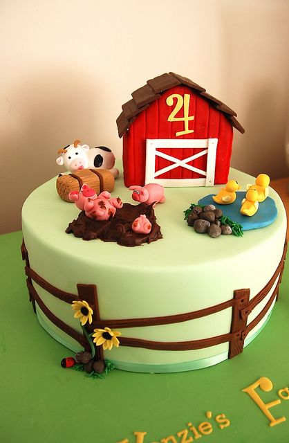 Barn Farm cake by Jen Geha - For all your cake decorating supplies, please visit craftcompany.co.uk Farm Birthday Cakes, Barnyard Cake, Barn Cake, Farm Animal Cakes, Farm Cake, 2 Birthday Cake, Farm Animal Birthday, Barnyard Birthday, Animal Cakes