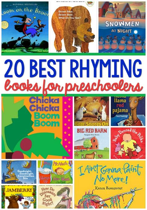 Rhyming Words List, Preschool Readiness, Books For Preschoolers, Preschool Pictures, Rhyming Pictures, Pre K Pages, Preschool Reading, Rhyming Activities, Rhyming Books