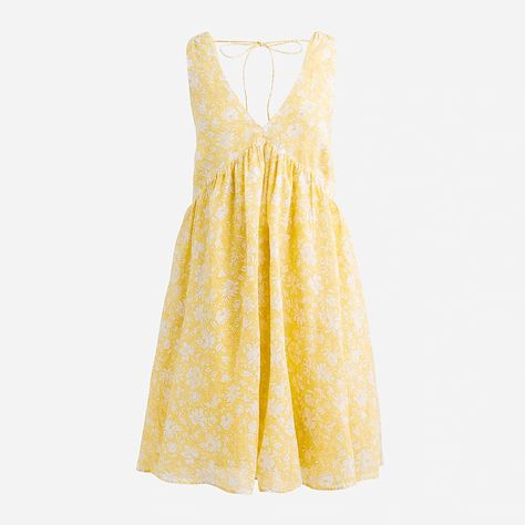 J.Crew: Swingy V-neck Mini Dress In Tossed Floral For Women Yellow Sundress, Floral Babydoll Dress, Flowy Mini Dress, Summer Plans, Blue Striped Dress, Gauze Dress, J Crew Dress, Mini Dresses For Women, White Striped Dress