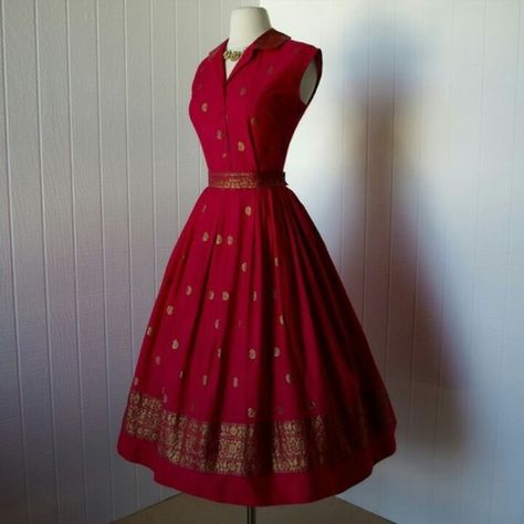 50s Skirt And Top Dress, Long Gown Design, Simple Frocks, Kaftan Designs, Sari Dress, Salwar Kamiz, Indian Dresses Traditional, Trendy Dress Outfits, Vintage 1950s Dresses