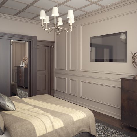 Careers Cabinet Tv, Classic Bedroom, Master Bedrooms Decor, Classic Interior, The Bedroom, Wainscoting, Home Room Design, My New Room, Luxurious Bedrooms