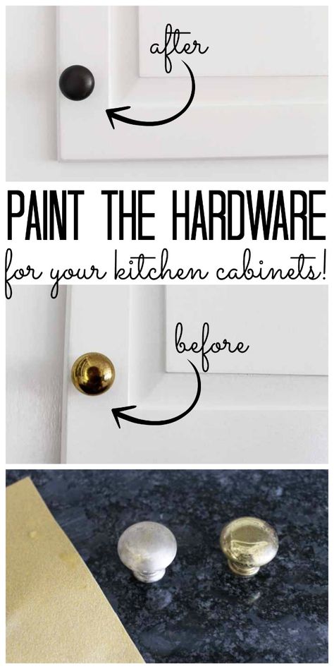 Learn how to paint hardware for your kitchen cabinets with these instructions. Step by step for doing it the right way and making it last! Paint Kitchen Hardware, Painting Metal Cabinets, Spray Paint Cabinets, Painting Hardware, Paint Cabinet, Paint Hardware, Best Spray Paint, Diy Spray Paint, Kitchen Knobs