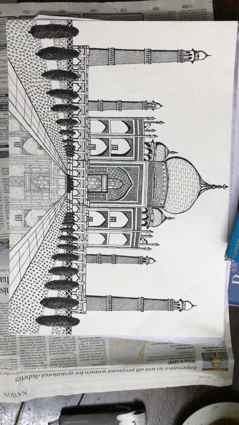 Makkah Drawing, Taj Mahal Sketch, Taj Mahal Drawing, تاج محل, Mocha Bear, Mixing Paint Colors, Scratchboard Art, Pencil Sketch Drawing, Sketches Pencil