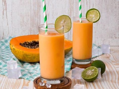 Papaya Juice Recipe, Pregnant Drinks, Papaya Plant, Papaya Juice, High Fiber Fruits, Ripe Papaya, Condensed Coconut Milk, Green Papaya Salad, Green Papaya