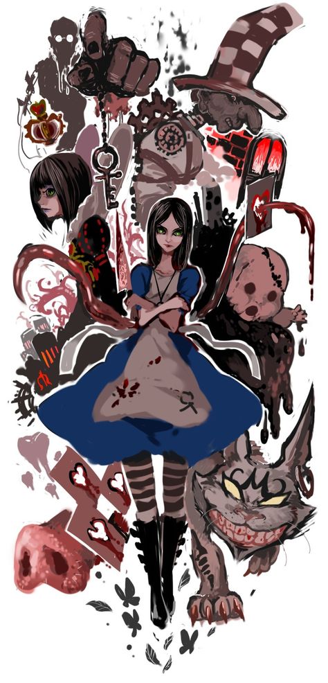 Alice: Madness Returns Alice In Wonderland Fanart, American Mcgee’s Alice, Alice In Wonderland Artwork, Dark Alice In Wonderland, Wonderland Artwork, Alice In Wonderland Aesthetic, We're All Mad Here, Alice Liddell, Alice Madness Returns