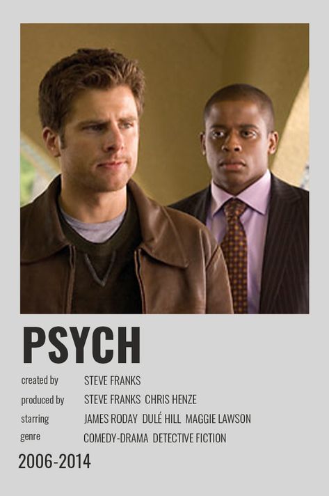 Psych Tv Show Poster, Psych Tv Show Aesthetic, Psych Poster, Film Scrapbook, Psych Movie, Psych Tv Show, Seasonal Wallpaper, Dulé Hill, Shawn And Gus