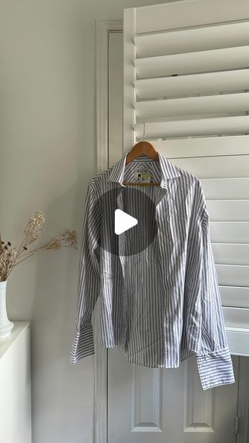 Tris Lovetana on Instagram: "Had the chance to upcycle a button-up for @prelovedjules and her Thrift & Tell segment on @morningshowca , all about the art of thrift flips!   As an upcycle enthusiast to my core, it’s always fun to see how secondhand items can be transformed into new pieces. This project took a simple dress shirt and turned it into a romantic front-tie blouse, proving that sustainable fashion is all about creativity and innovation ♻️🪡🧵  Special shoutout to @prelovedjules for this opportunity!  #thriftflip #upcycle #sustainablefashion #slowfashion" Button Up Shirt Refashion, Button Up Shirt Diy Upcycling, Button Up Thrift Flip, Upcycle Button Up Shirt, Button Down Upcycle, Upcycled Button Down Shirt, Diy Button Up Shirt Upcycle, Upcycle Button Down Shirt, Upcycle Mens Dress Shirt