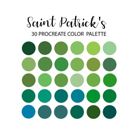 Saint Patrick's Green Procreate Color Palette Saint - Etsy Ireland Green Procreate Palette, Color Palette Hex Code, Color Palette Swatches, Procreate Palettes, Etsy Shop Branding, Procreate Color Palette, Color Mood, Hex Codes, Hex Color Codes