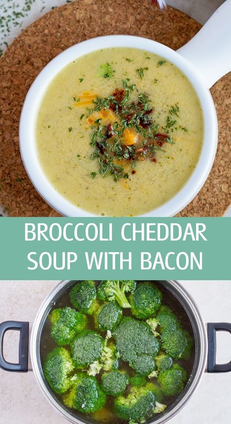 Creamy Broccoli Cheddar Soup, Broccoli Cheddar Soup Recipe, Cheddar Soup Recipe, Soup With Bacon, Comfort Soup Recipes, Creamy Broccoli, Best Chili Recipe, Cheddar Cheese Soup, Chili Recipe Easy