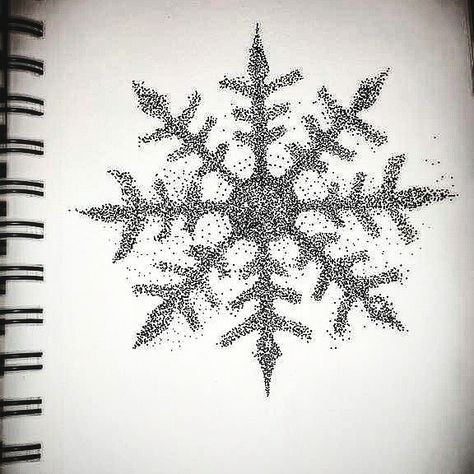 Christmas Pointillism, Snowflake Sketch, Inktober Inspiration, Stick Poke Tattoo, Snowflakes Drawing, Christmas Sketch, Winter Drawings, Ink Doodles, Stippling Art