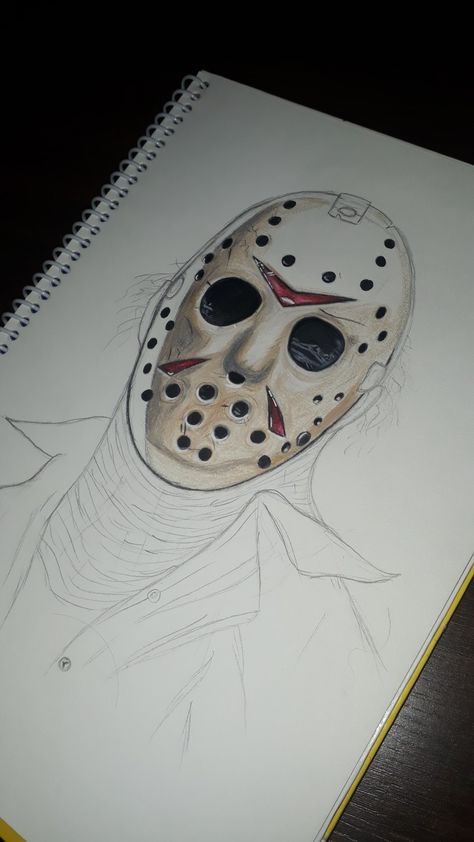 Jason Voorhees Drawing Pencil, Jason Drawing Friday The 13th, Jason Sketch, Jason Voorhees Drawing, Jason Drawing, Horror Fanart, Halloween Canvas Paintings, Jason Horror, Horror Drawing