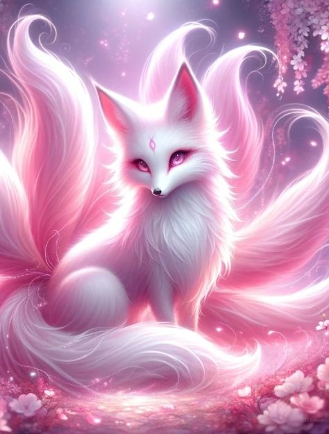 Fox Artwork, Mythical Creatures Fantasy, Mystical Animals, Spirit Animal Art, Animal Portraits Art, Mythical Animal, Cute Animal Clipart, Cute Fantasy Creatures, Cute Animals Images