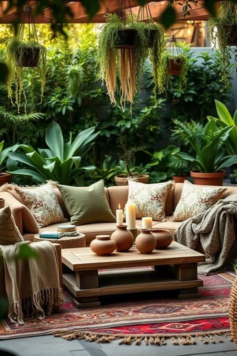 Create the perfect boho patio with these chic decorating ideas! From cozy textiles to dreamy furniture, get inspired now. #BohoPatio #OutdoorLiving #HomeInspiration Dreamy Furniture, Patio Roof Extension Ideas, Boho Patio Ideas, Unique Patios, Balcony Designs, Cozy Textiles, Gravel Patio, Boho Patio, Outdoor Furniture Ideas