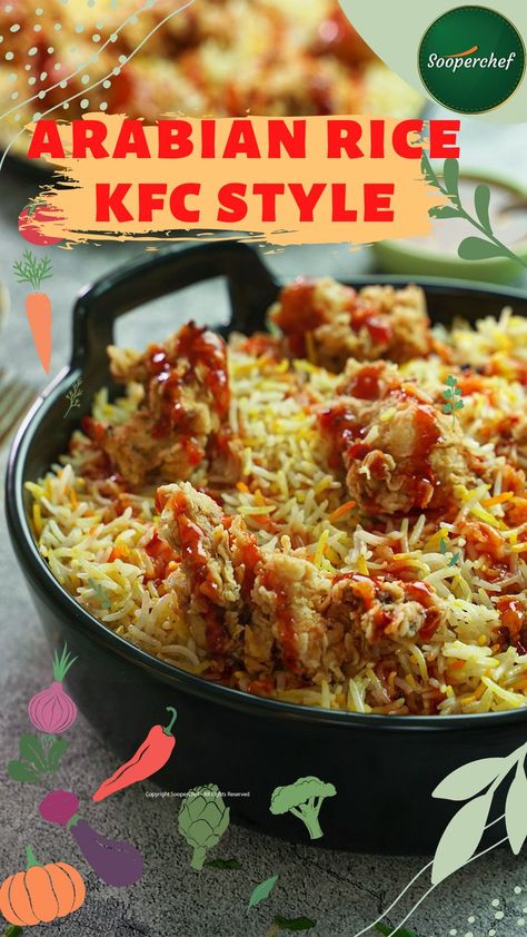 The easiest Arabian rice recipe is here which everyone can cook like a pro. The crispiest chicken, aromatic rice and spicy sauce combo makes it a full luxury meal. Give this KFC style Arabian rice recipe a try and share your feedback with us. #ArabianRice #Rice #SooperChef #foodpics #foodphotography #foodimages #pinterestinspired #foodstyling #Sooperchef #foodpresentation Arabian Rice, Spicy Sauce, Crispy Chicken, Rice Recipe, Food Presentation, Rice Recipes, Like A Pro, Food Pictures, Food Styling