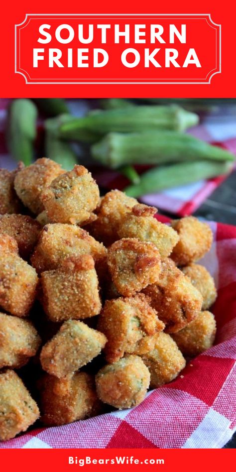 Southern Fried Okra Southern Fried Okra, Okra Fries, Fried Okra, Okra Recipes, Southern Recipes Soul Food, Comfort Food Southern, Air Fryer Recipes Easy, Veggie Side Dishes, Family Favorite Meals