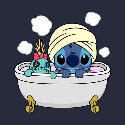 Check out this awesome 'Stitch+Bath+Cute' design on @TeePublic! Stitch Bathroom Ideas, Spa Cartoon, Stitch Bathroom, Stitch Bedroom, Bathroom Drawing, Stitch Coloring, Stitch Pics, Lilo And Stitch Characters, Bath Pictures