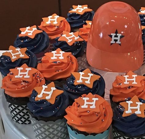 Houston Astros Birthday Party, Sports Desserts, Sports Cupcakes, Sport Cupcakes, Houston Astros Baseball, Baseball Party, Special Desserts, H Town, Bakery Cafe