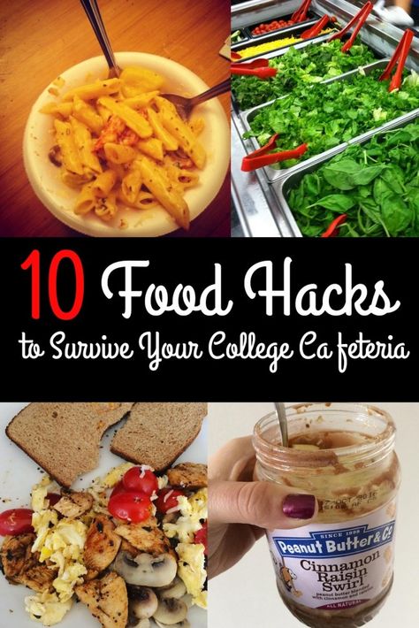 College Dorm Food, College Cafeteria, College Lunch, College Dining Hall, College Food Hacks, Diy College, College Kitchen, Dorm Food, Healthy College