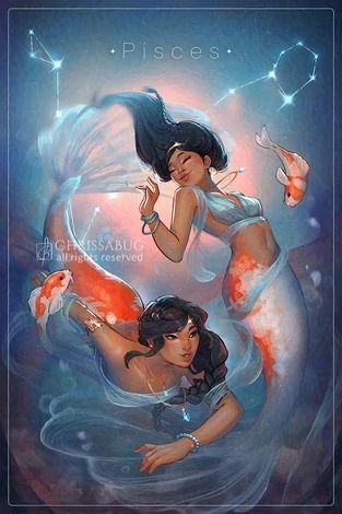 ChrissaBug | Visual Artist | Stockholm Mermaid Pisces, Goddess Mythology, Zodiac Artwork, Mew And Mewtwo, Zodiac Characters, Mermaid Illustration, Astrology Pisces, Zodiac Signs Pisces, Peace Illustration