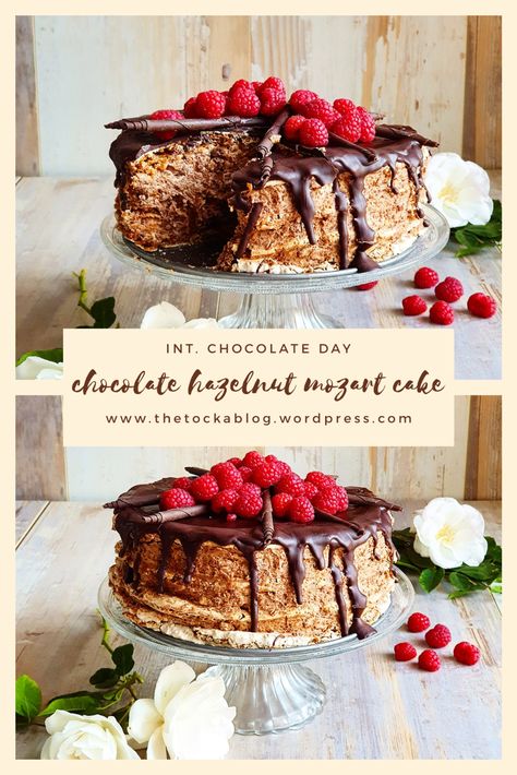 Chocolate Hazelnut Mozart Cake Mozart Cake Recipe, Mozart Cake, Hazelnut Pie, Hazelnut Dessert, Hazelnut Meringue, Hazelnut Recipes, Chocolate Hazelnut Cake, Hazelnut Cake, Chocolate Hazelnut