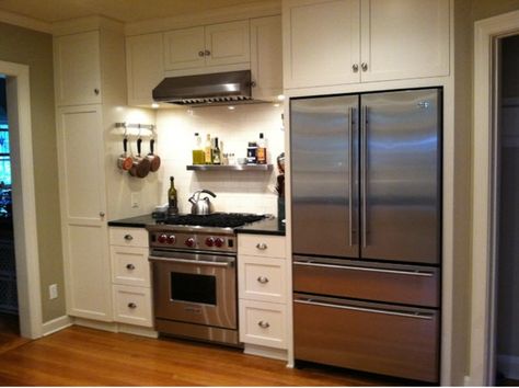 Small Kitchen Fridge And Stove On Same Wall, Fridge Stove Pantry Wall, Kitchen Cabinets Stove Area, Pantry Cabinet Beside Stove, Fridge Stove Same Wall, Stove And Refrigerator On Same Wall Small Kitchen, Fridge Near Stove, Stove And Refrigerator Side By Side, Fridge And Stove On Same Wall Layout