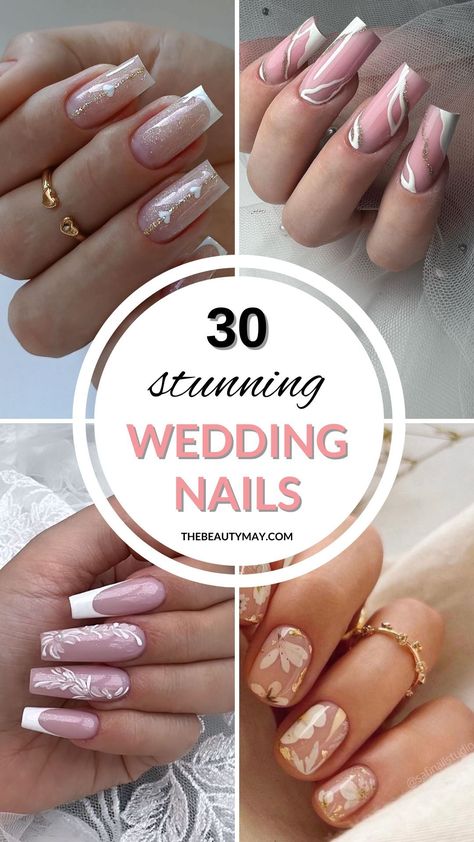 Elevate your look with these exquisite wedding nails! Discover 30 enchanting nail designs perfect for your special day. Nails Wedding Guest, Beautiful Wedding Nails, Classy Wedding Nails, Elegant Wedding Nails For Bride, Dusky Pink Wedding, Classy And Elegant Wedding, Aesthetic Nail Ideas, Elegant Wedding Nails, Wedding Hair Stylist