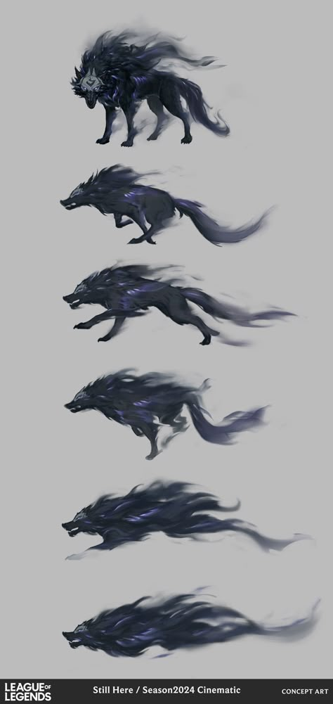 Fantasy Animals Concept Art, Hound Of Ill Omen, Wolf Illustration Art, Wolf Concept Art, Fantasy Wolf Art, Queen Shadow, Wolf Creature, Wolf Concept, Kindred League Of Legends