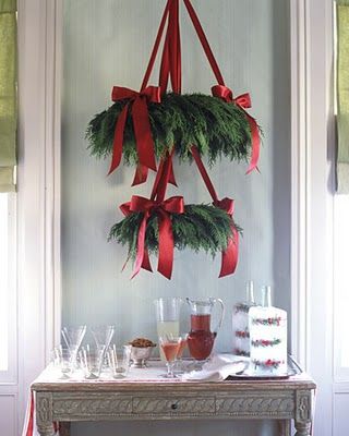 •❈• Double wreath hanging from ceiling or chandelier.  Blog does not give instructions but she does talk about where she got the things. Cedar Wreath, Simple Holiday Decor, Primitive Christmas, Noel Christmas, Christmas Is Coming, Christmas Deco, Christmas Joy, Christmas Inspiration, Rustic Christmas