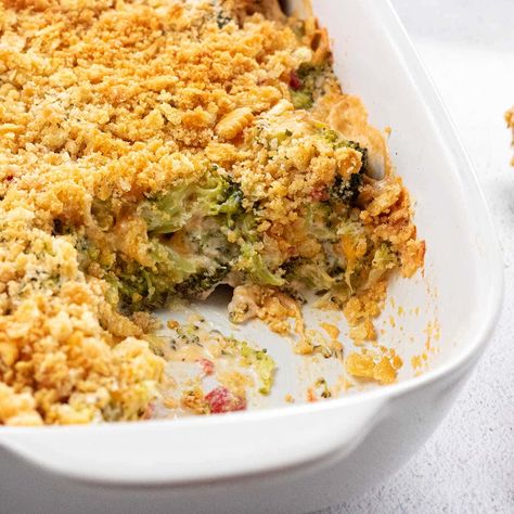 Broccoli Casserole with Ritz Crackers | Restless Chipotle Cheddars Broccoli Cheese Casserole, Broccoli Corn Casserole, Recipe With Ritz Crackers, Broccoli Casserole With Ritz Crackers, Easy Broccoli Cheese Casserole, Casserole With Ritz Crackers, Easy Broccoli Casserole, Broccoli Cheddar Casserole, Broccoli Cheese Casserole Recipe