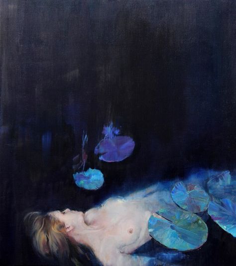 A Woman, Lily, Paintings, Tumblr, Wood, Water, Blue, Art