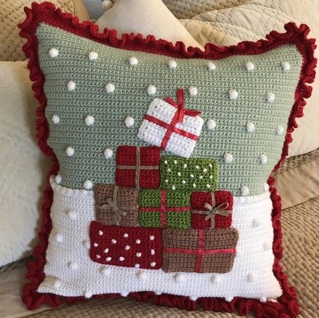 Cozy Christmas Cushion | LoveCrafts, LoveKnitting's New Home Crochet Christmas Cozy, Crochet Cushion Pattern, Cushion Cover Pattern, Crochet Cushion, شال كروشيه, Christmas Cushion, Christmas Cushion Covers, Confection Au Crochet, Crochet Cushion Cover