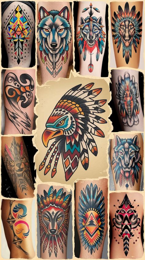 25 Unique Tribal Tattoo Ideas Inspired by Native American Culture (Get Inspired by #12!) Indian Style Tattoos For Women, Cherokee Indian Tattoos For Men, Native Indian Tattoo Design, Native American Traditional Tattoo, Cherokee Indian Tattoos For Women, Indian Tattoos For Men, Indian Style Tattoos, Indigenous Tattoo Ideas, Cherokee Indian Tattoos