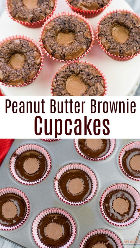 Brownie With Peanut Butter Cups, Pb Cup Brownies, Brownie Cupcakes With Peanut Butter Cups, Peanut Butter Brownie Cupcakes, Reese Peanut Butter Cupcakes, Brownies Cupcakes Recipes, Brownie Peanut Butter Cups, Brownie Mix Cupcakes Recipes, Brownie Cupcakes Recipes