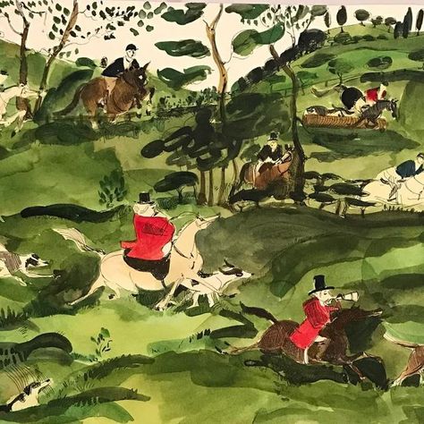 Andie Dinkin on Instagram: "Fox hunt wallpaper" Fox Hunt Nursery, Andie Dinkin, Fox Hunt Wallpaper, Hunt Scene Wallpaper, Vintage Equestrian Wallpaper, Fox Hunt Pillow, Peter Hunt, Hunting Wallpaper, English Fox Hunting Paintings