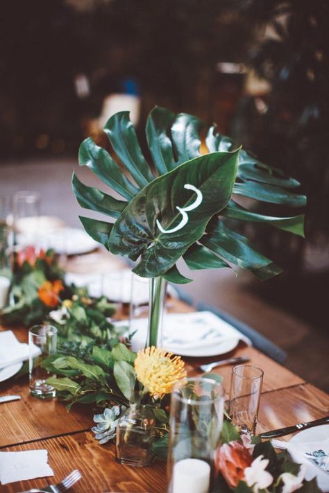 Green Tables, Tropical Wedding Centerpieces, Tropical Centerpieces, Greenery Wedding Centerpieces, Tropical Wedding Theme, Tropical Wedding Decor, Anniversary Shoot, Decor Color Palette, Reception Table Decorations