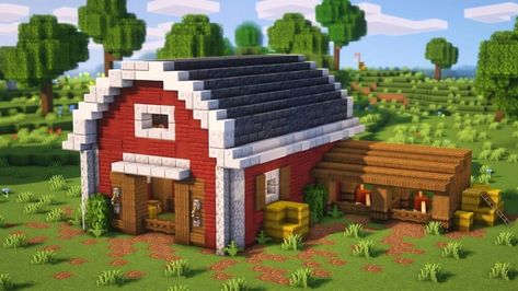 Aesthetic Animal Barn Design Ideas in Minecraft - TBM | TheBestMods Barn For Animals, Minecraft Horse Stables, Chalet Minecraft, Mansion Minecraft, Minecraft Barn, Villa Minecraft, Minecraft Horse, Construction Minecraft, Case Minecraft