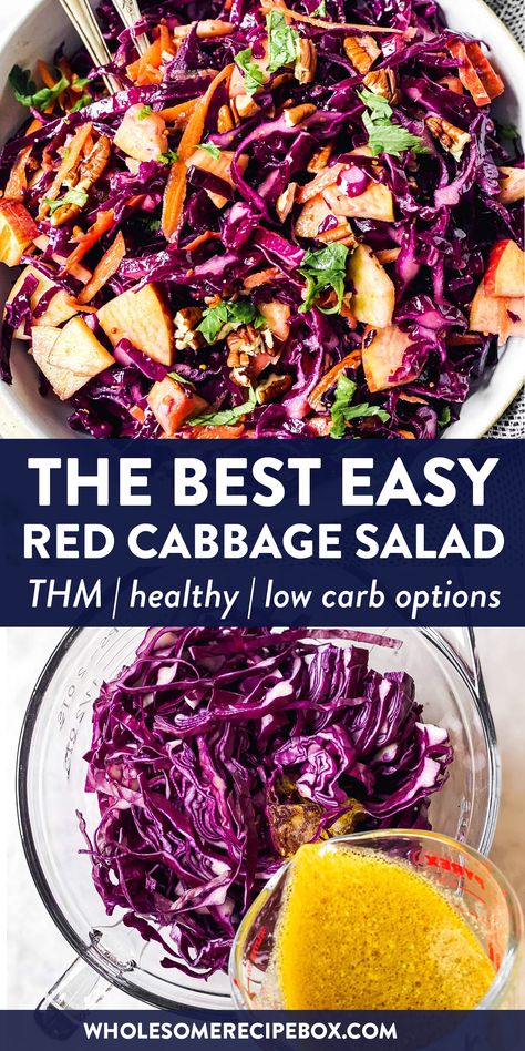 Homemade Vinaigrette Dressing, Purple Cabbage Recipes, Red Cabbage Coleslaw, Cabbage Salad Recipe, Healthy Eating Books, Homemade Vinaigrette, Red Cabbage Recipes, Red Cabbage Salad, Cabbage Salad Recipes