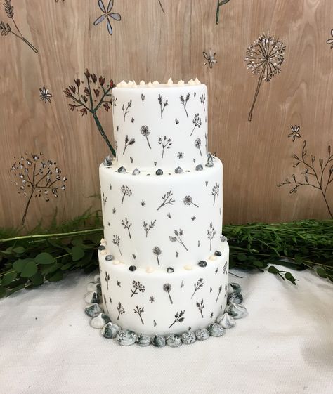 A Most Curious Wedding Fair, Brick Lane, London 2016 — Mimolo Design Dandelion Cake, Dandelion Birthday, Sugar Flower Wedding Cake, Hand Painted Wedding Cake, Painted Wedding Cake, Wedding Cakes Elegant, Purple Wedding Cakes, Hand Painted Cakes, Lace Wedding Cake